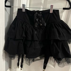 Dolls Kill Widow Mini black ruffled skirt